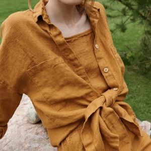 Vika Waffle Linen Shirt- Linenfox